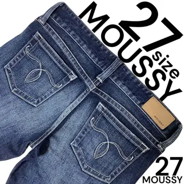 MOUSSY 27인치 Y2K 다크 블루 실버 스티치 헤이세이 갸루