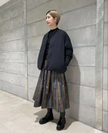 UNITED ARROWS 체크 무늬 롱 스커트