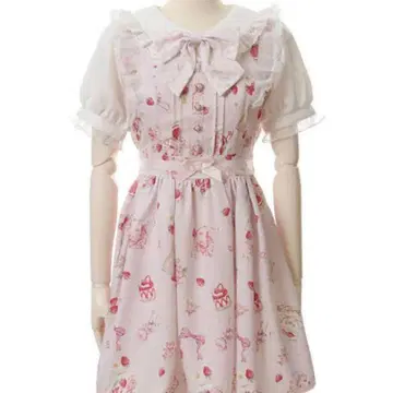 LIZLISA 스트로베리 티 파티 원피스 핑크