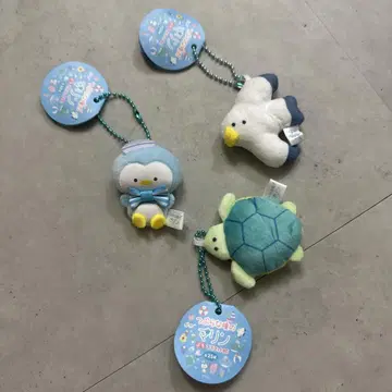 인기 만점! 둥근 눈 시리즈! 마린 펭귄 거북이 갈매기 스트랩 3종 세트