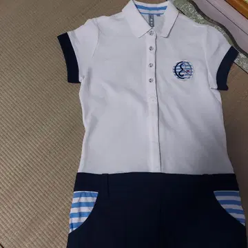 여성용 골프 원피스 화이트 네이비