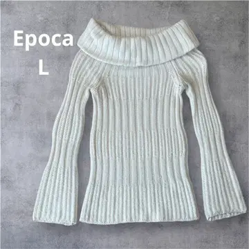 epoca 오프숄더 리브 니트 스웨터 아이보리 40 L