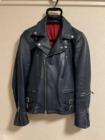 NO ID. 카우 가죽 ZIP 더블 라이더 자켓 라이트닝 타입