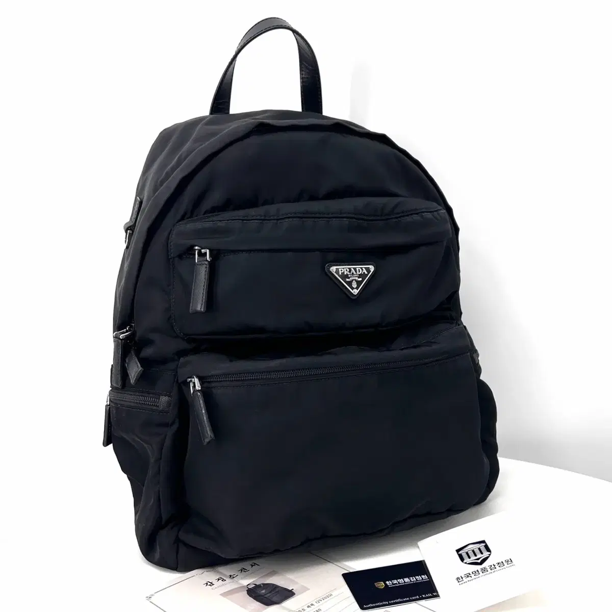 [Appraisal Complete] Prada Triangle Logo Tessuto Backpack Black (2VZ025)