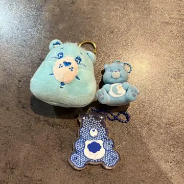 케어베어 파랑 키링 봉제 인형 세트