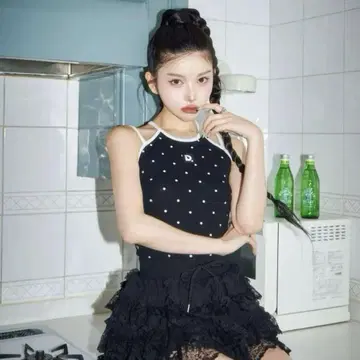 Darich 파이핑 도트 아메슬리 상의