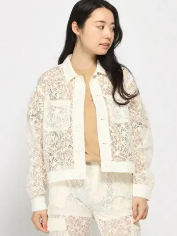 Xgirl 레이스 자켓 긴팔 화이트