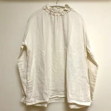새상품 더블 거즈 프릴 넥 튜닉 아이보리