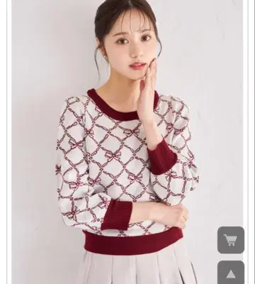 리본 자카드 니트 풀오버