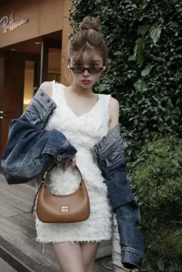 다리치 트위드 프린지 미니 원피스
