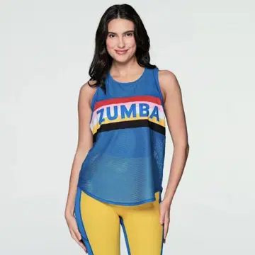 ZUMBA 크롭 메쉬 탱크탑 블루 JWI 정품 택 포함