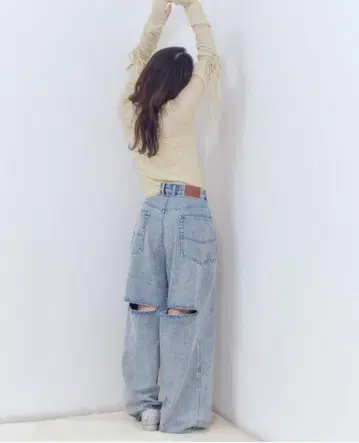 andequal back slit curve denim pants M