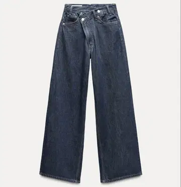 ZARA TRF 하이웨스트 와이드 레그 크로스 벨트 청바지 36
