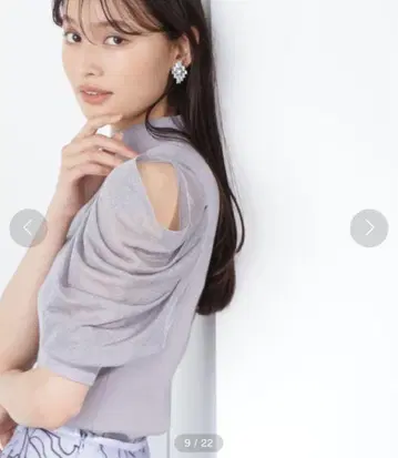 NATURAL BEAUTY BASIC 드레이프 슬리브 슬릿 니트