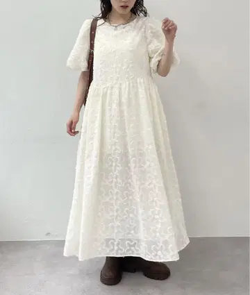 wcloset 더블 클로젯 플라워 레이스 원피스 화이트