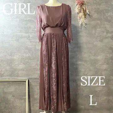 GIRL 레이스 & 쉬폰 플리츠 롱 플레어 결혼식 파티 드레스 L 사이즈