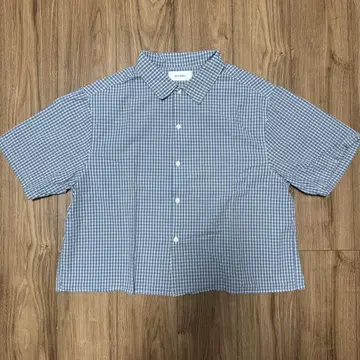 WHIMSIC 숏 길이 체크 셔츠 블루