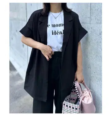 반팔 셔츠 자켓 블랙 [기장 수선됨]
