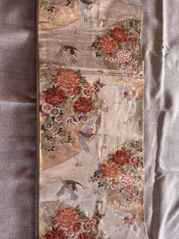 [ 중고 ] 꽃과 새 자수 후쿠로 오비