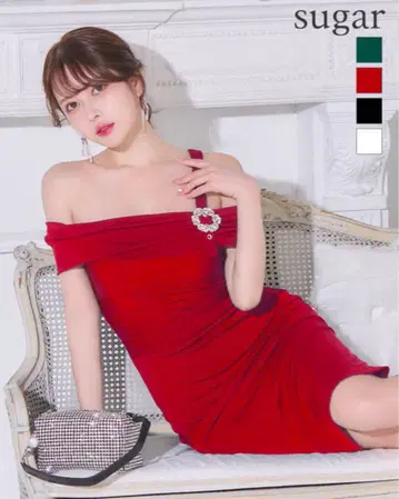 뷔토 레드 오프숄더 드레스 XS 사이즈