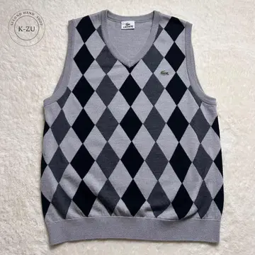 LACOSTE 라코스테 아가일 V넥 니트 베스트 그레이 구제 의류