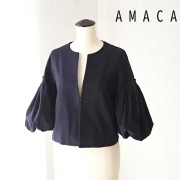 AMACA 아마카 볼륨 슬리브 네이비 노카라 자켓 38