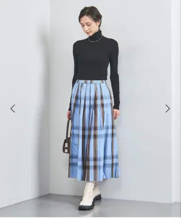 UNITED ARROWS 샴브레이 타프타 플리츠 스커트 타프타 스커트