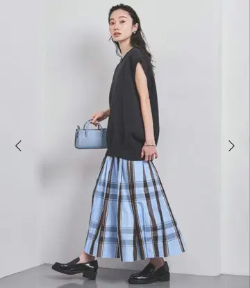UNITED ARROWS 샴브레이 타프타 플리츠 스커트 타프타 스커트