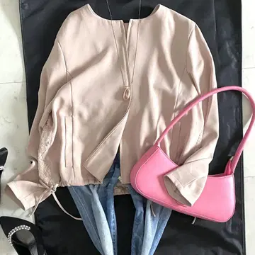 컨디션 최상 룰루 윌비 자수 레이스 드로 코드 부착 노카라 블루종 2
