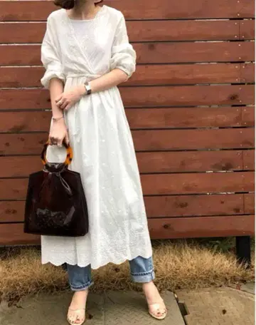 SLOBE IENA 자수 레이스 V넥 원피스 슬로브 이에나
