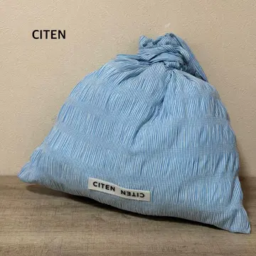 CITEN 셔링 스트라이프 토트백 블루