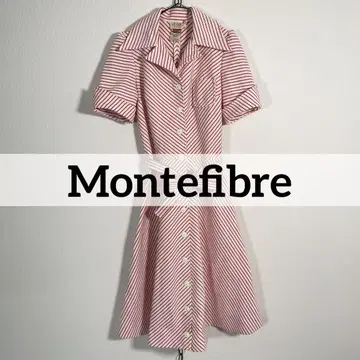 80s 빈티지 Montefibre 레트로 원피스 반팔 허리 코드