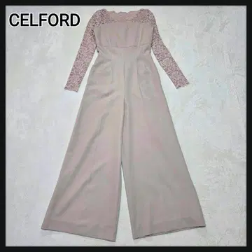 CELFORD 올인원 꽃무늬 레이스 드레스 36 핑크 베이지