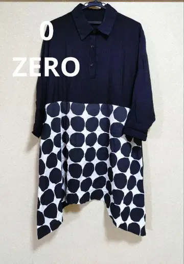 ZERO 도트 아지메 셔츠 원피스 모노톤 모드 스타일