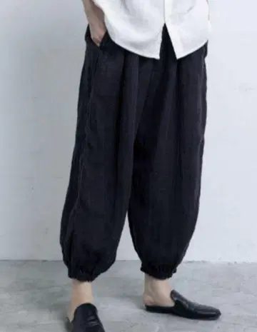 나카가와 마사시치 상점 린넨 거즈 벌룬 팬츠 블랙