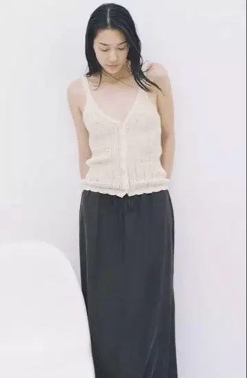 ZARA 플레어 롱 스커트 끈 포함 허리밴딩 미디 기장 드로우 스트링