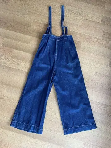 차오패닉 M size 다크 블루 데님 오버롤 와이드 레그