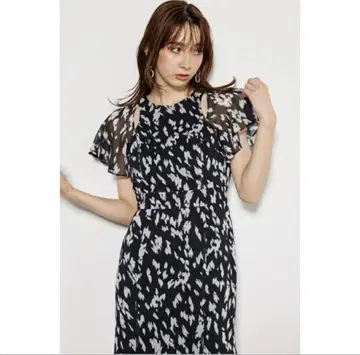rienda 체스트 슬릿 레오파드 머메이드 원피스