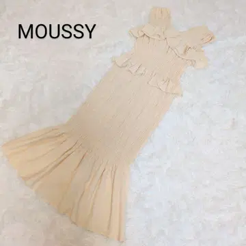 MOUSSY 마우지 SHIRRING FRILL 프릴 드레스 아이보리