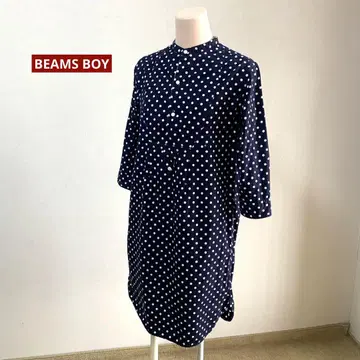 BEAMS BOY 일본제 도트 코튼 셔츠 원피스