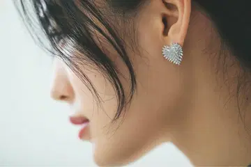 얼룩 강상복숭아 하트 귀걸이