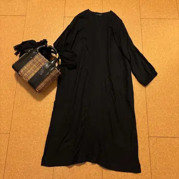 새상품급 스튜디오 클립 린넨 혼방 핀턱 내추럴 롱 원피스