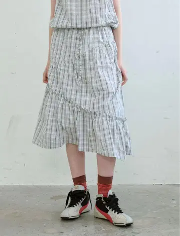 ENZO BLUES Shirring Banding Skirt