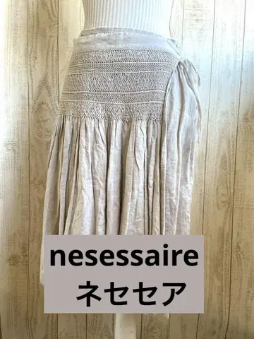 네세세아 린넨 스모킹 랩스커트