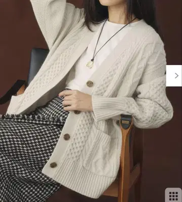 [ 세탁 가능 ] 울 캐시미어 아란 패턴 가디건