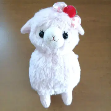 알파카소 퍼플 이치고 도트 리본 봉제 인형