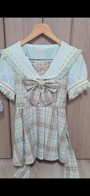 체크 세일러 셋업