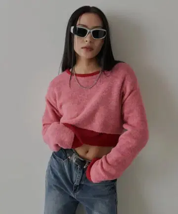 FIG&VIPER 2WAY 리버서블 니트 핑크 레드