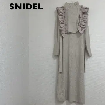 Snidel 스나이델 프릴 베스트 레이어드 니트 원피스 롱