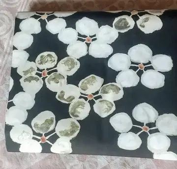 나고야 오비 화이트 꽃무늬 블랙 베이스 매실 로우케츠 시오제